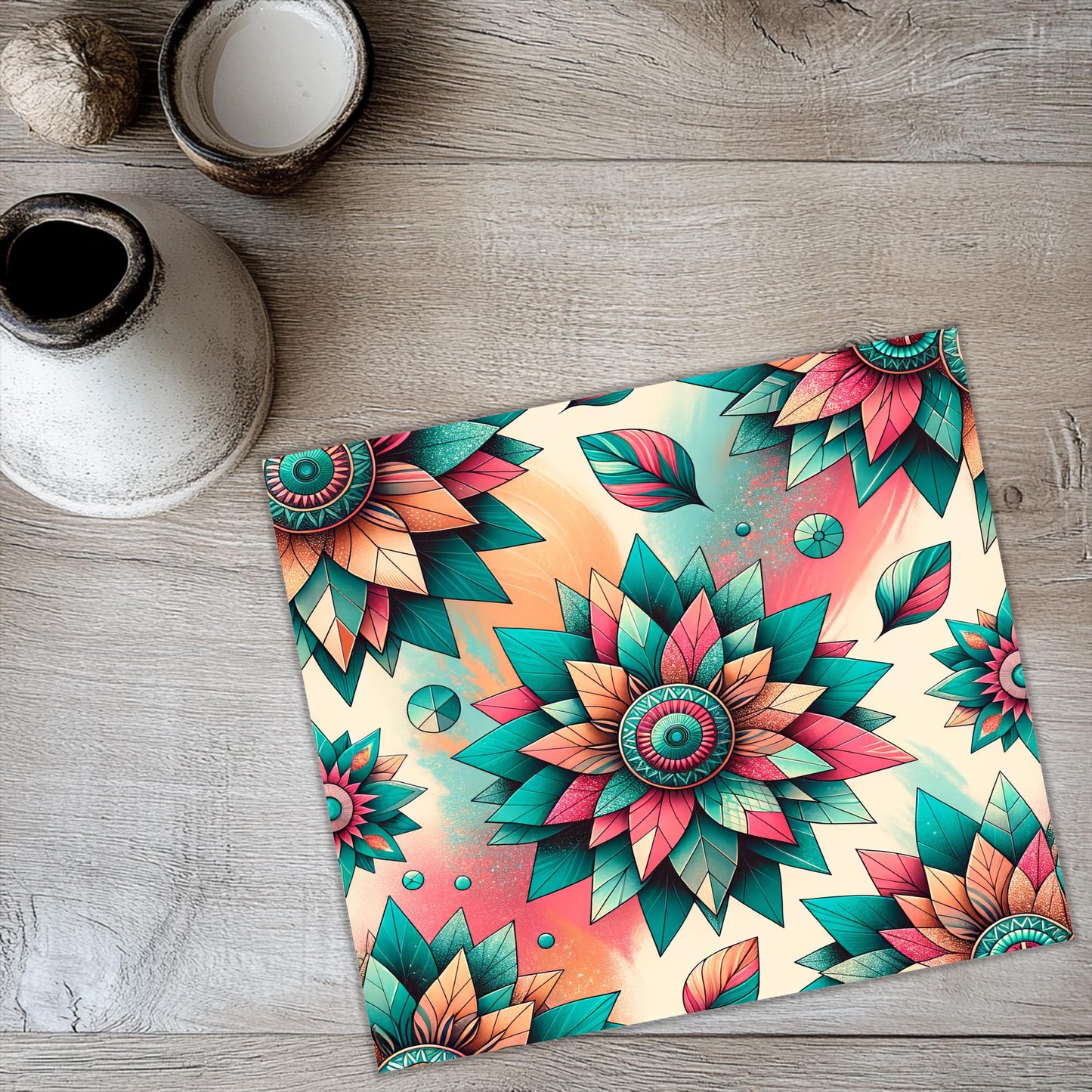 a place mat with a flower design on it