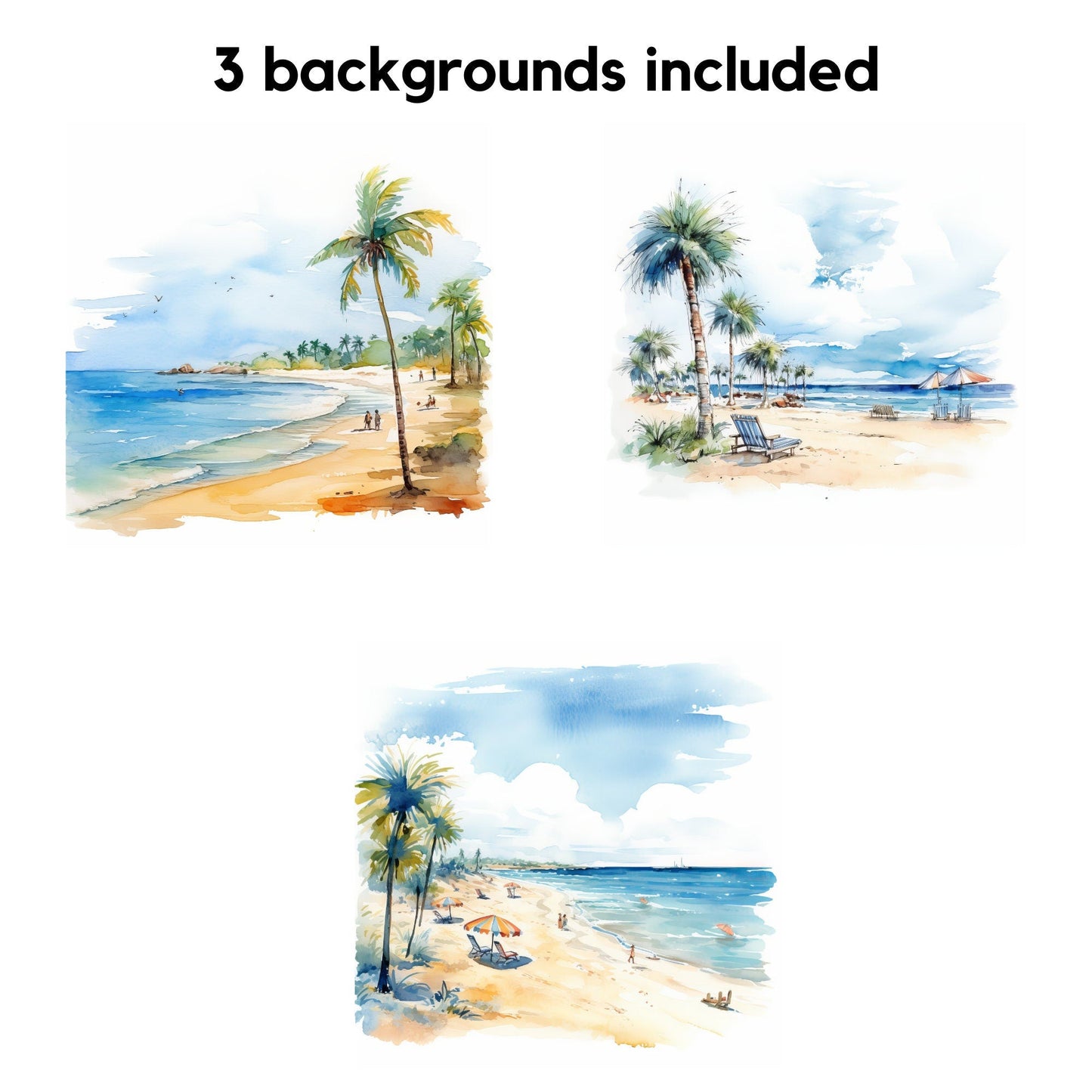 Watercolor At the beach clipart