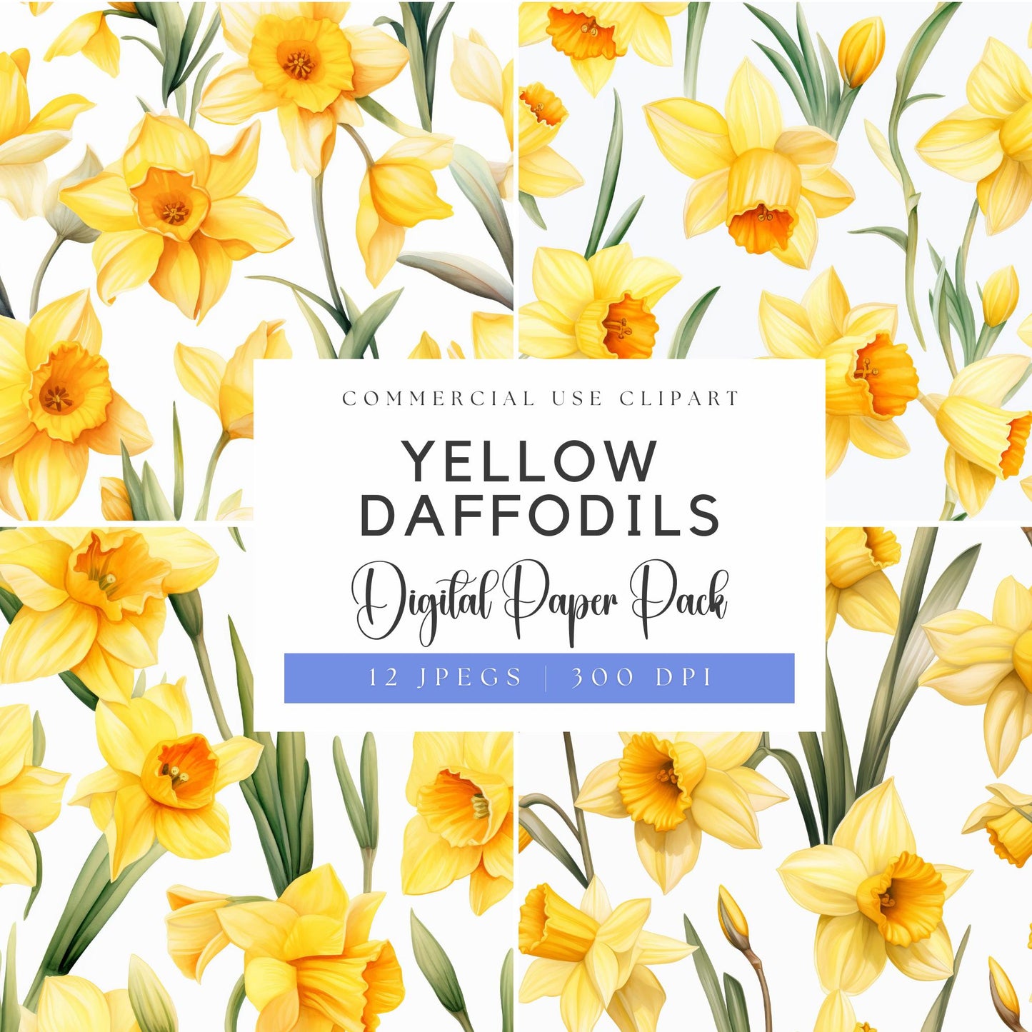 Yellow Daffodil Seamless Pattern