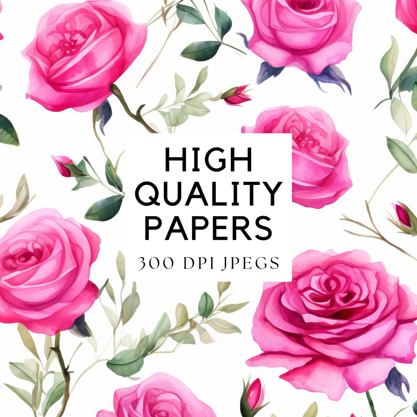 Fuchsia rose floral digital papers