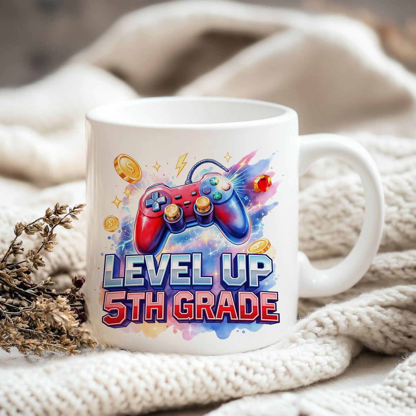 5th Grade Level Up PNG – Pixel Gamer Back to School Sublimation Design