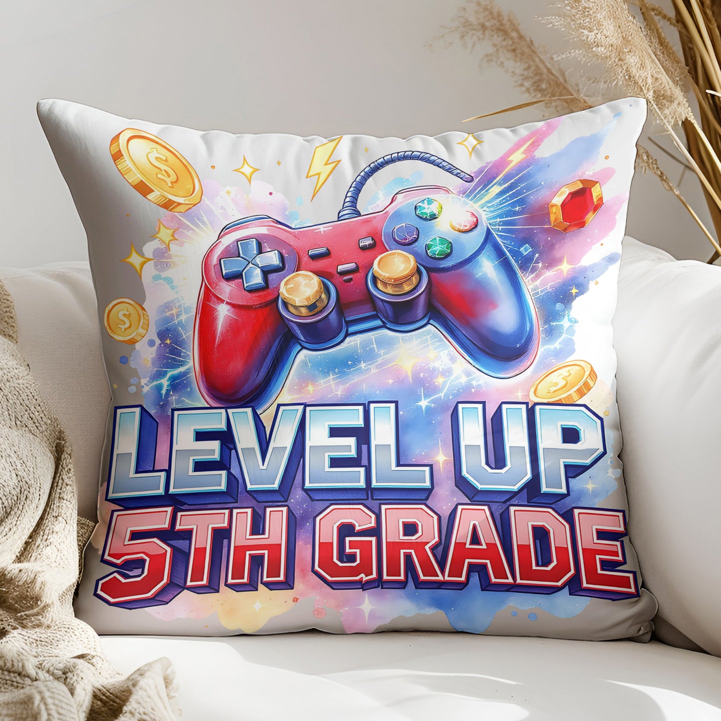 5th Grade Level Up PNG – Pixel Gamer Back to School Sublimation Design