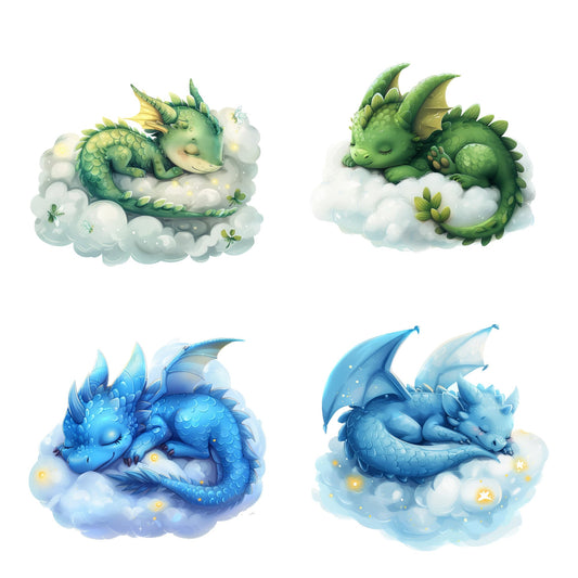 Watercolor Sleeping Dragon Clipart