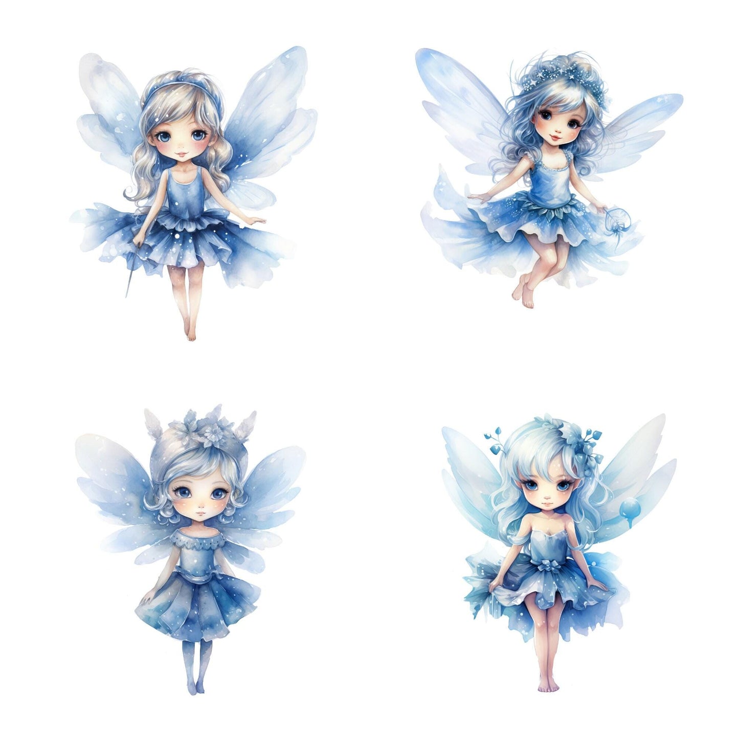Watercolor Winter Fairy Clipart