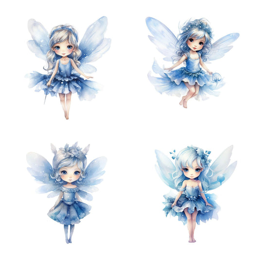 Clipart de hadas de invierno en acuarela