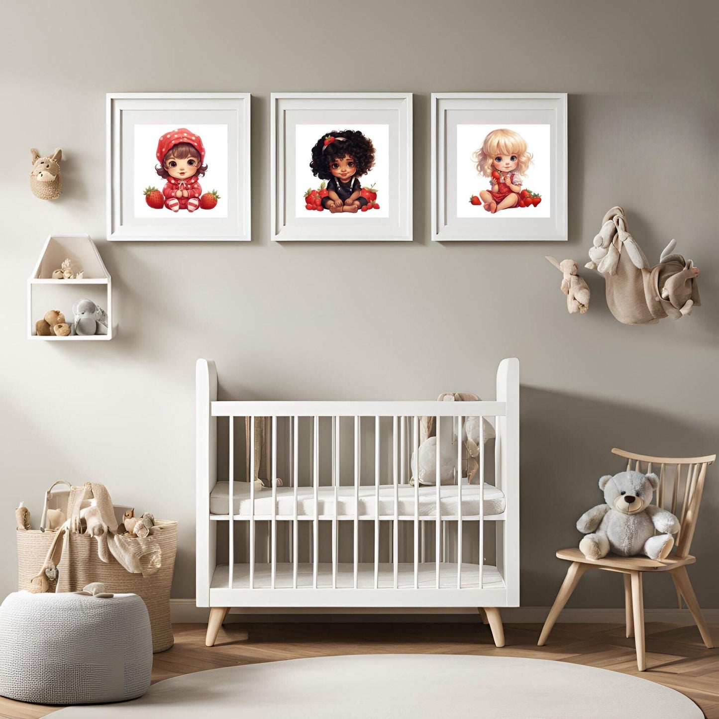 Linda niña fresa clipart