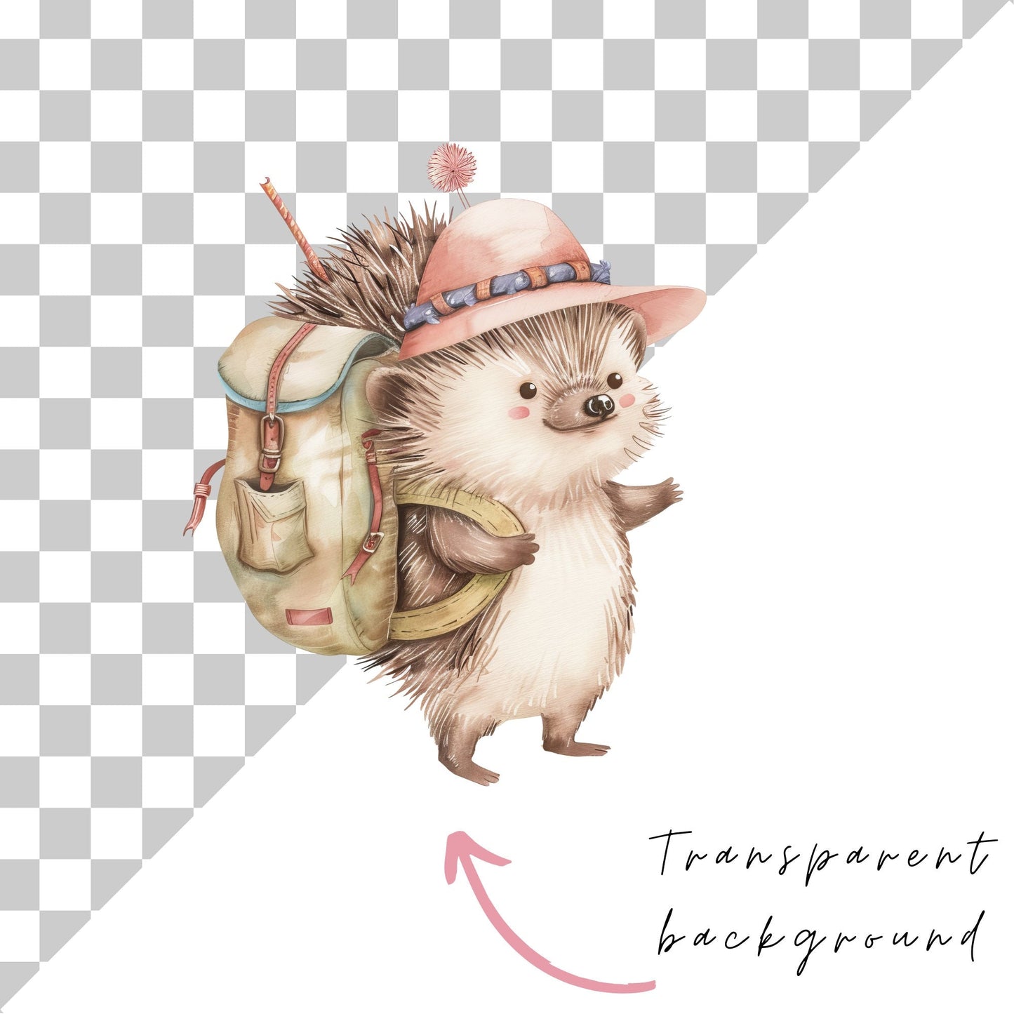Watercolor Woodland animals go camping clipart
