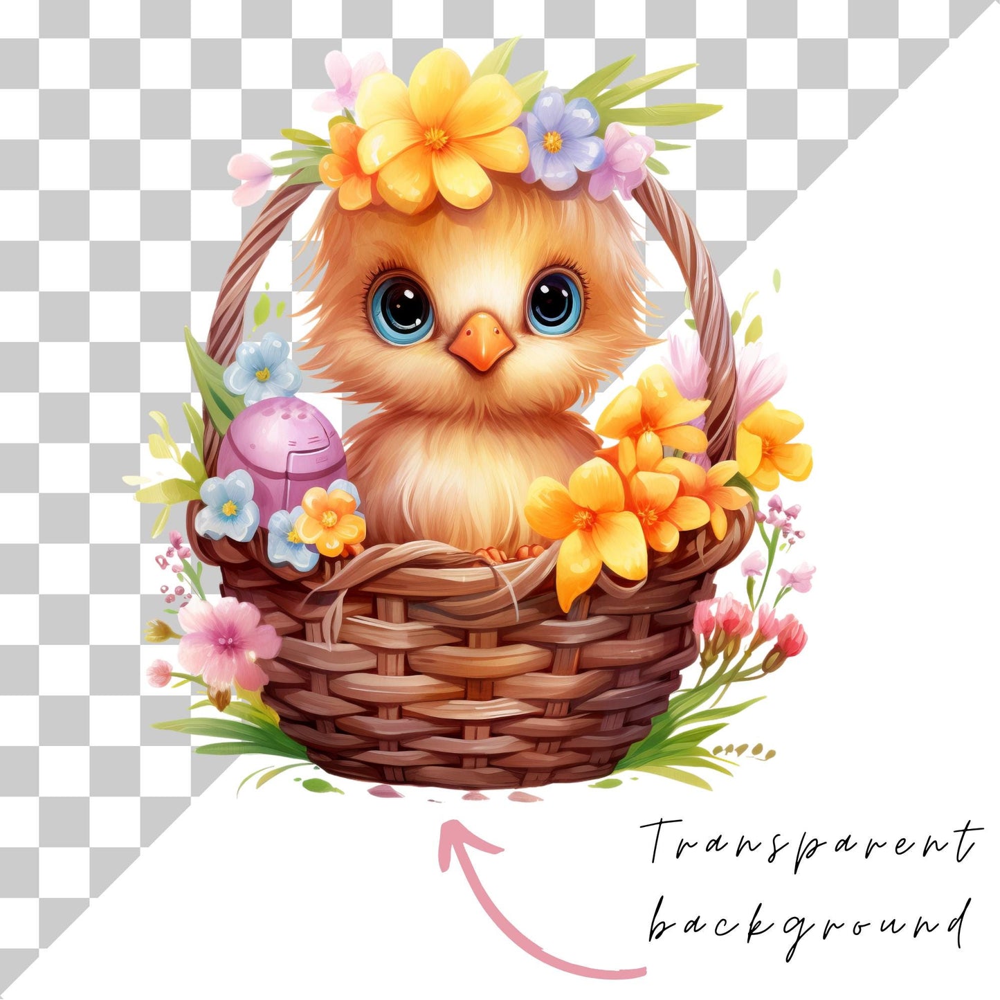Clipart de Feliz Pascua en acuarela pastel