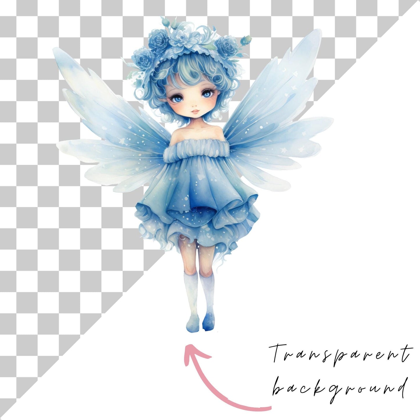 Clipart de hadas de invierno en acuarela