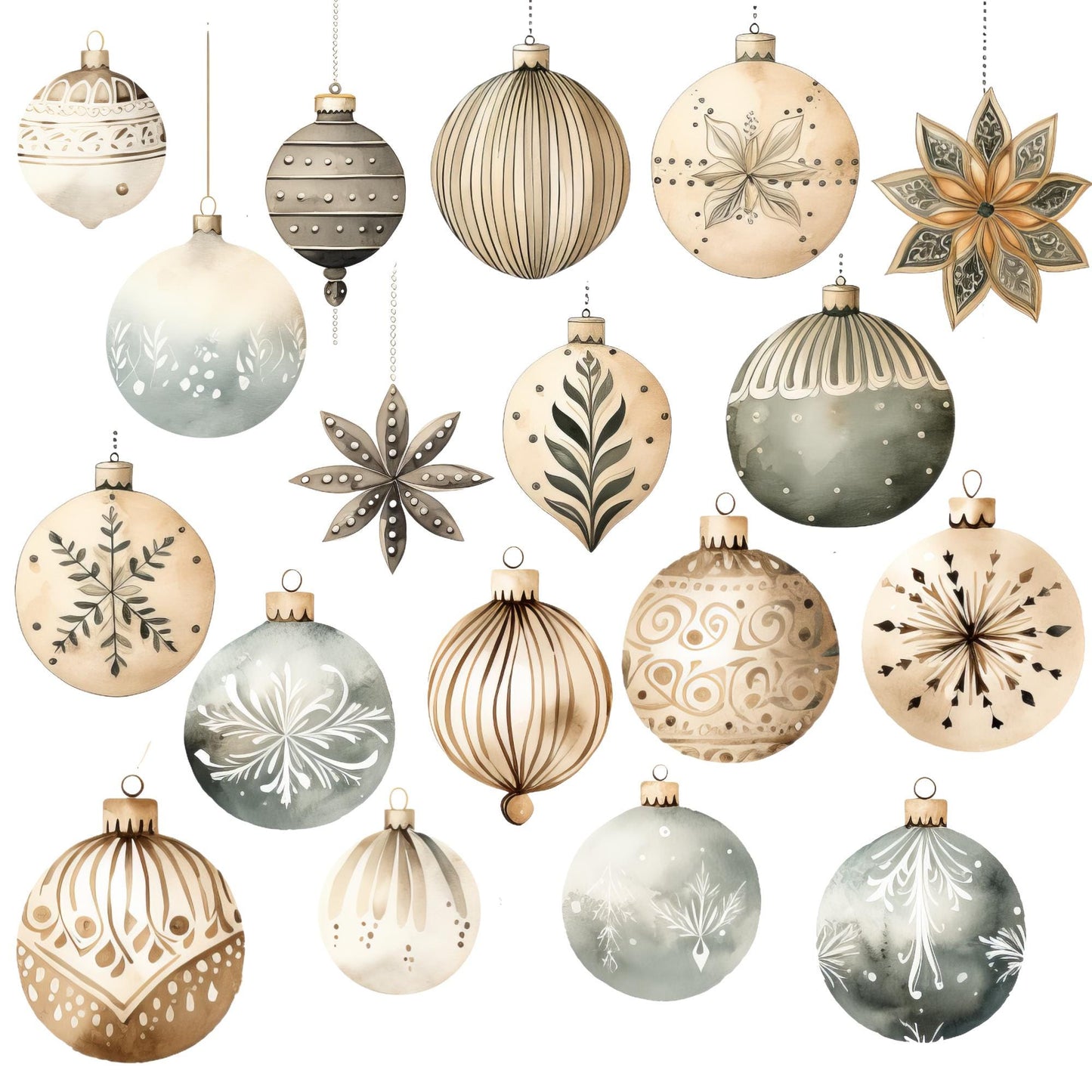 Watercolor Cosy Boho Christmas Clipart