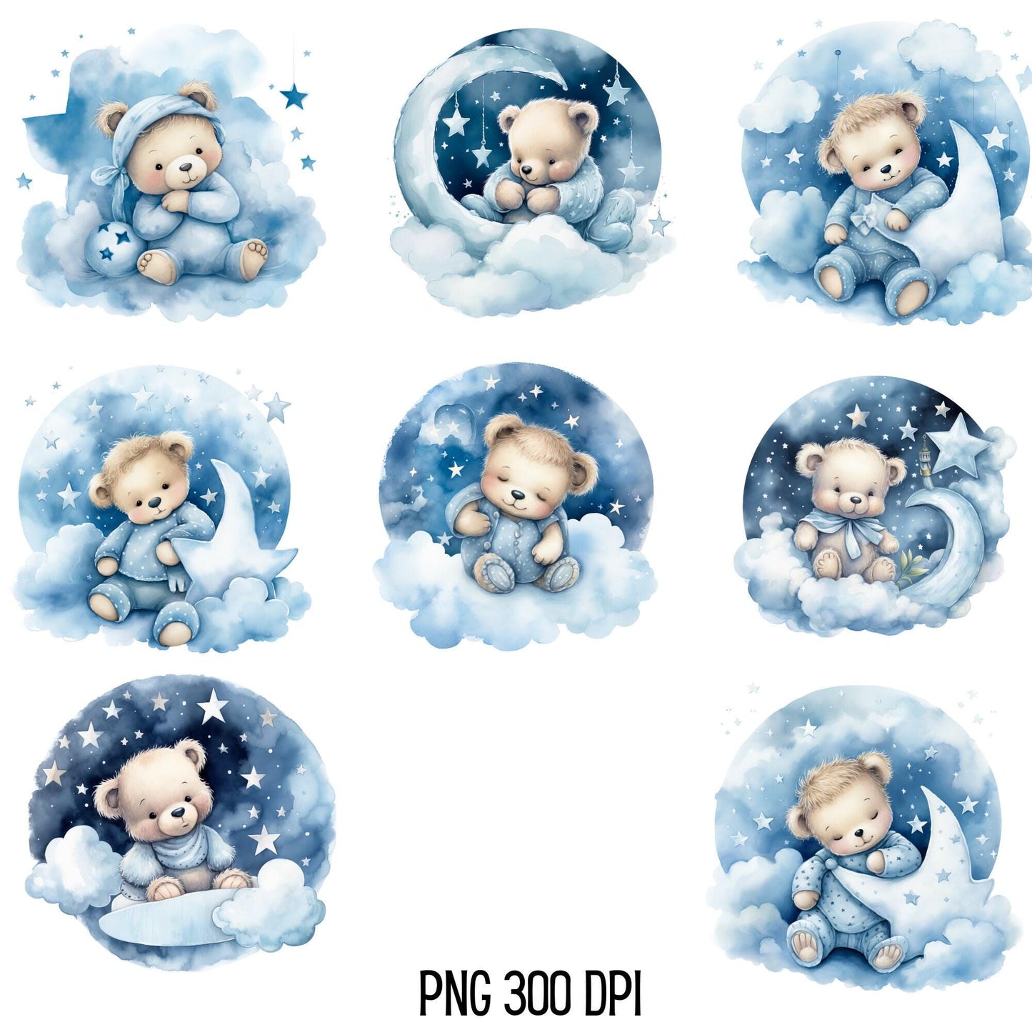 Blue Sleeping Teddy Bear Clipart