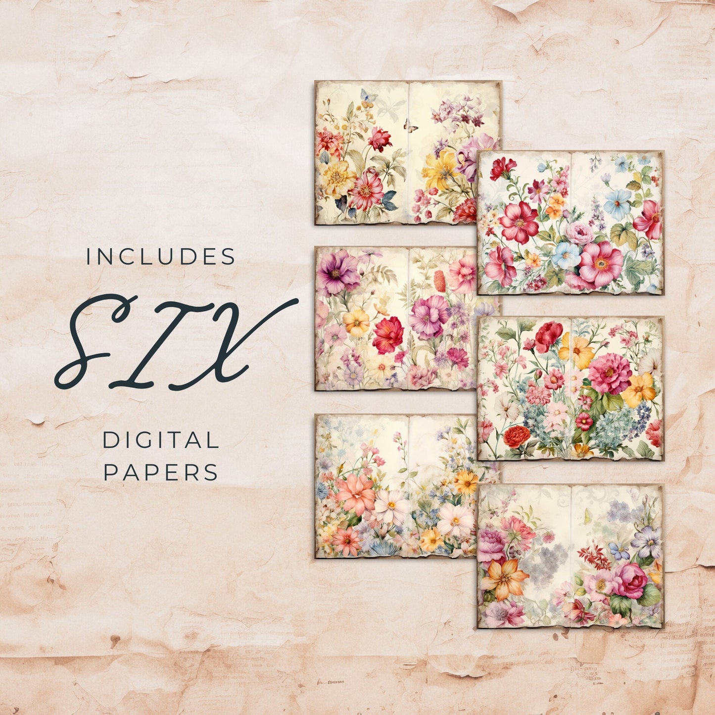 Summer Floral Junk Journal Pages Vol2