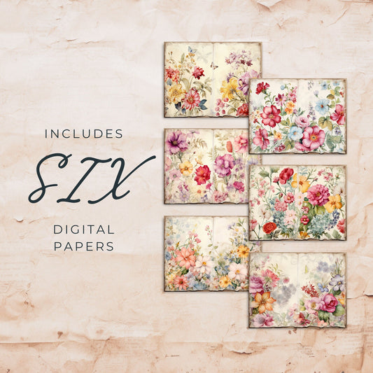 Summer Floral Junk Journal Pages Vol2