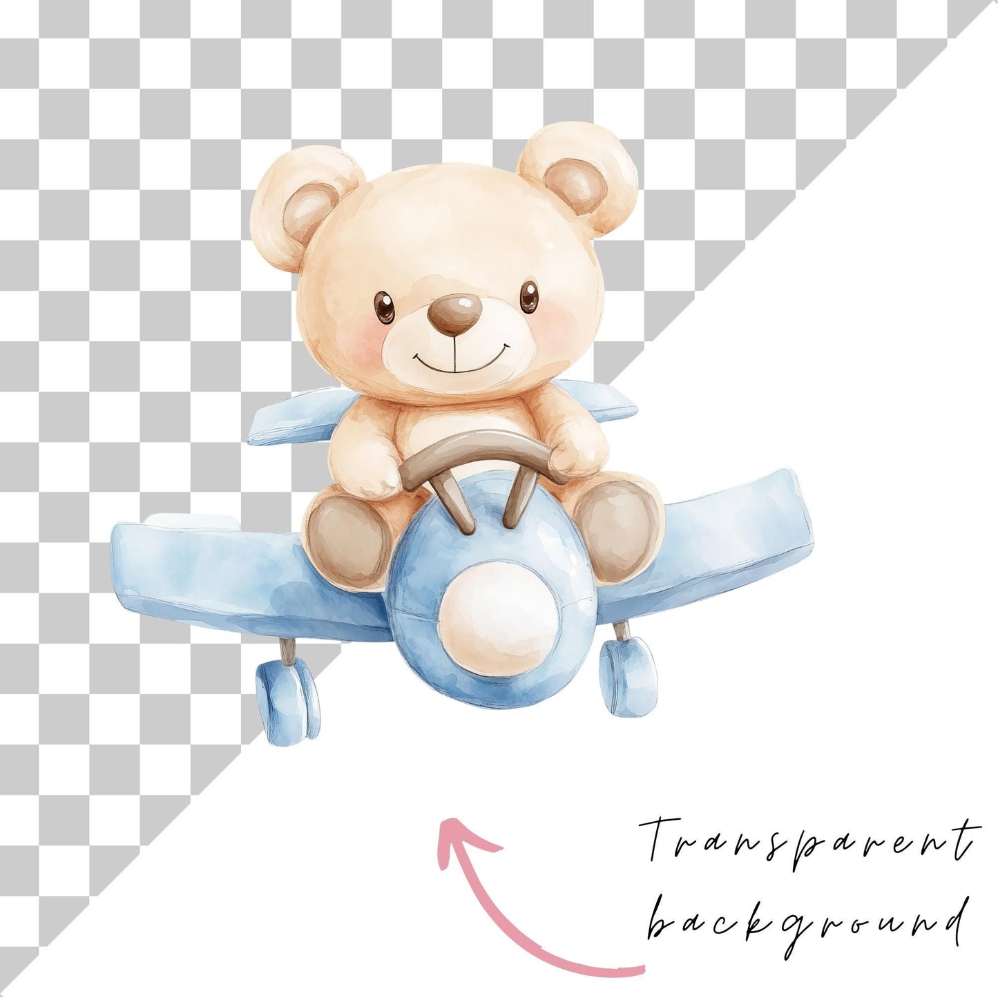 Clipart de oso de peluche azul con mosca