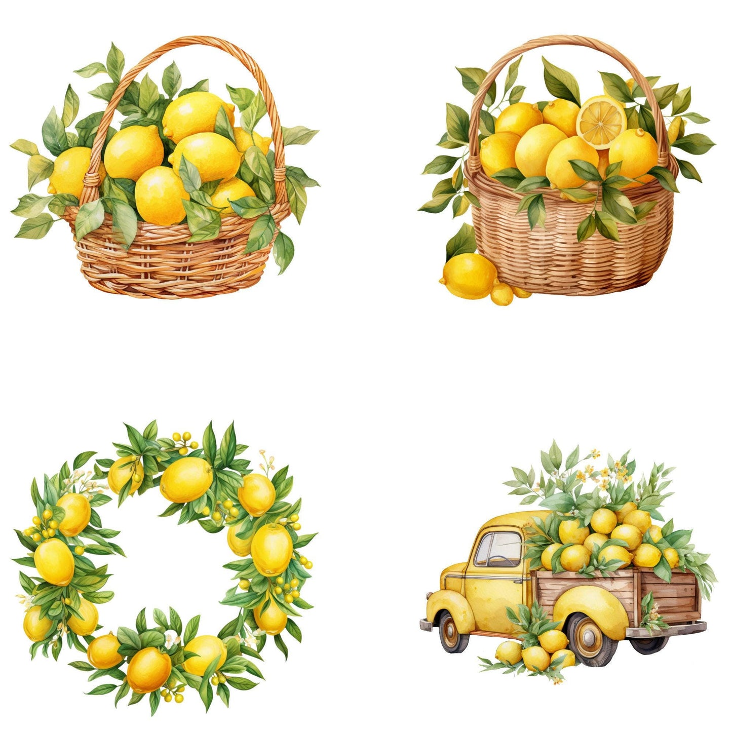 Watercolor Mediterranean Lemon Clipart
