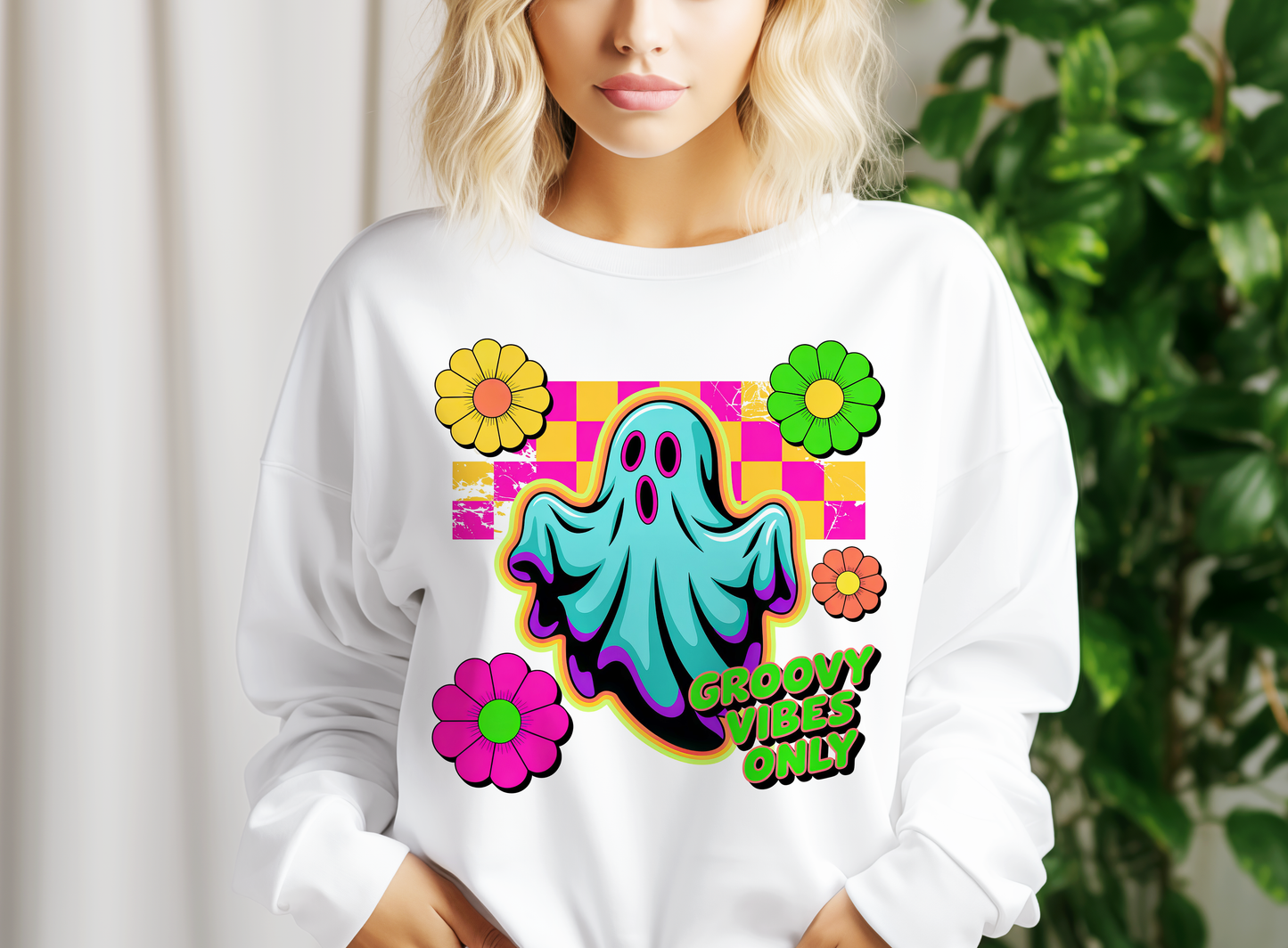 Trendy Neon Retro Ghost Halloween PNG | Cute Boujee Boo Design