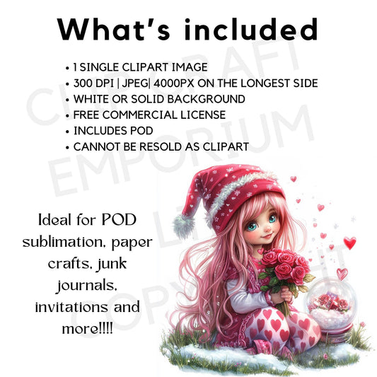 Pink Valentines Gnome Clipart
