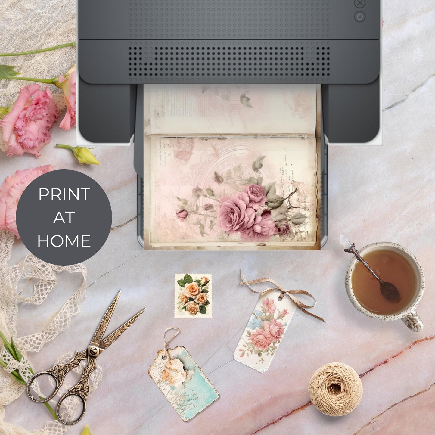 Pink Rose Junk Journal Pages