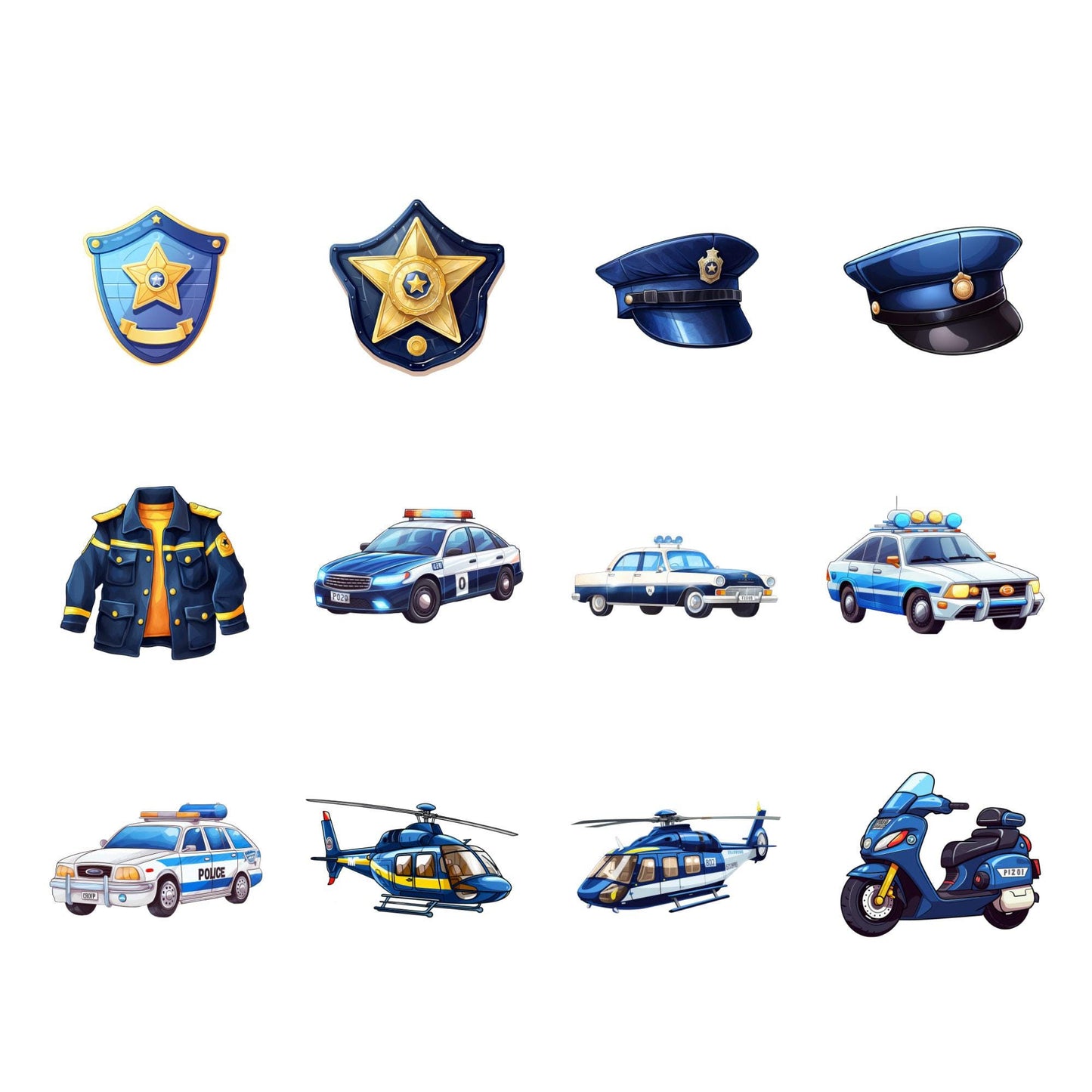 Watercolor Police Clipart