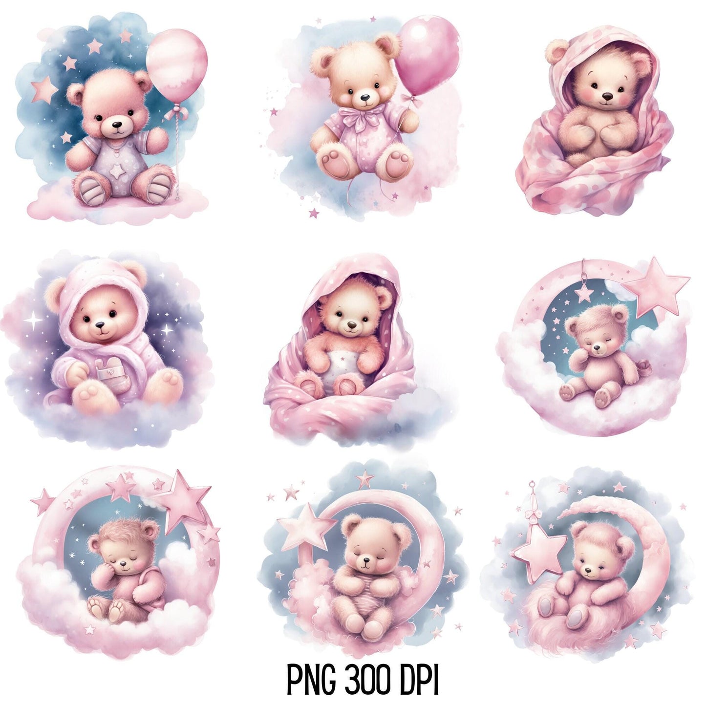 Pink Sleeping Teddy Bear Clipart
