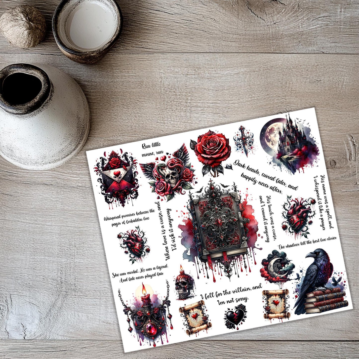 a sticker sheet with a bunch of tattoos on it
