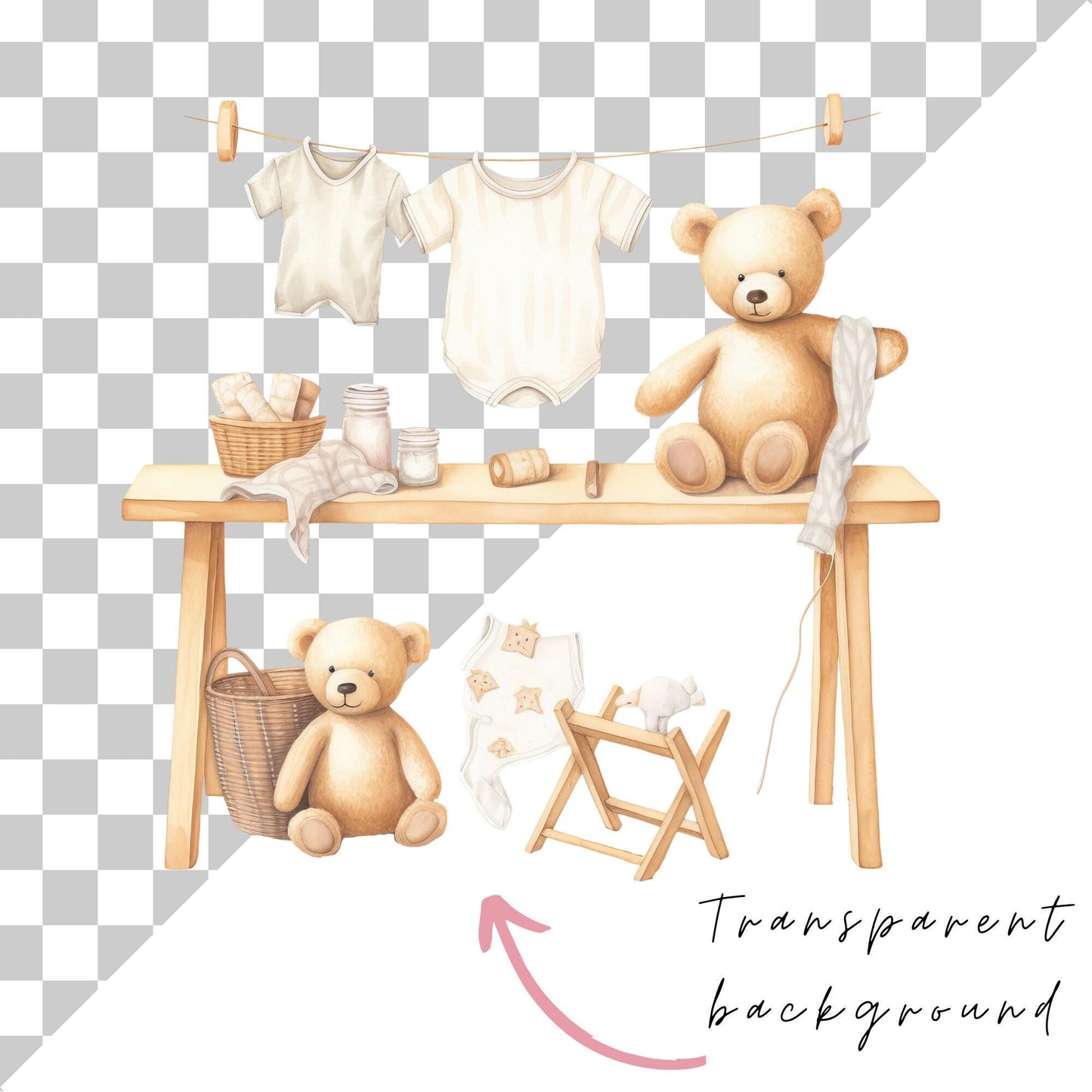 Watercolor Baby Clothes Line - Neutral