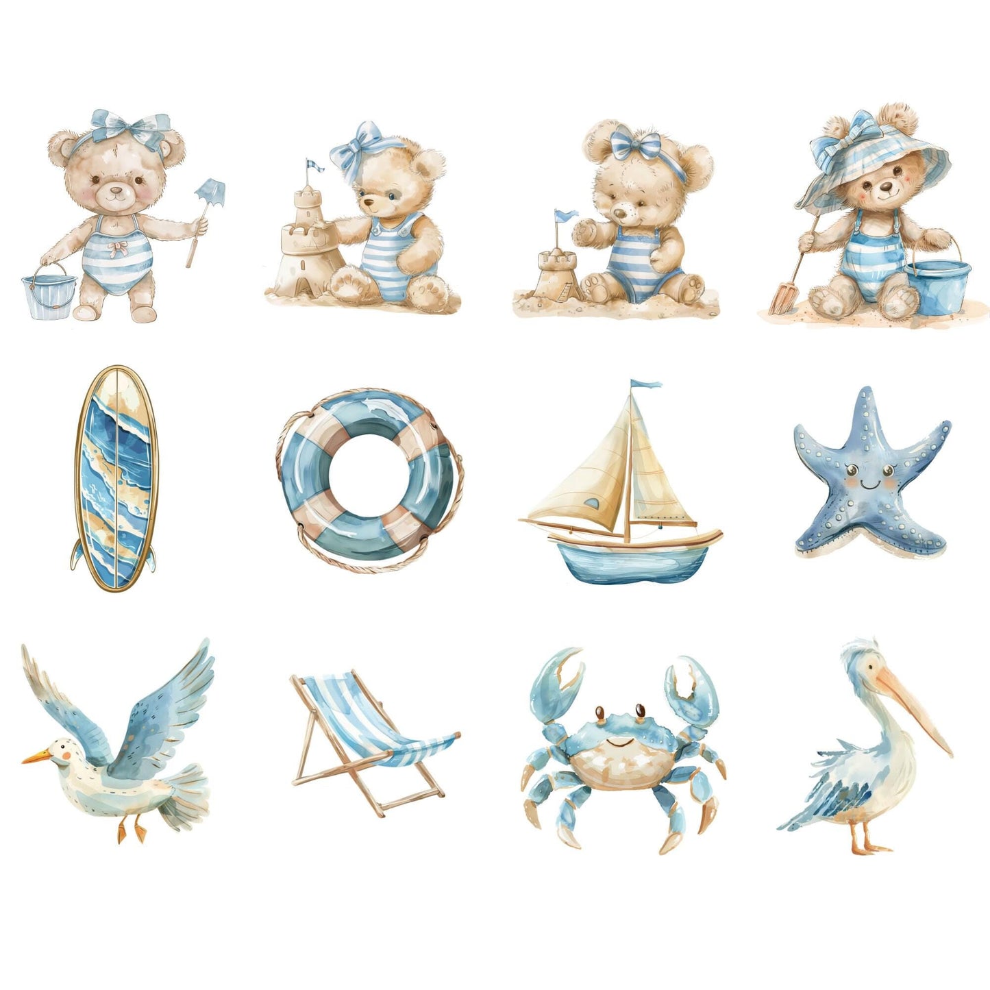 Cute Beach Bears clipart