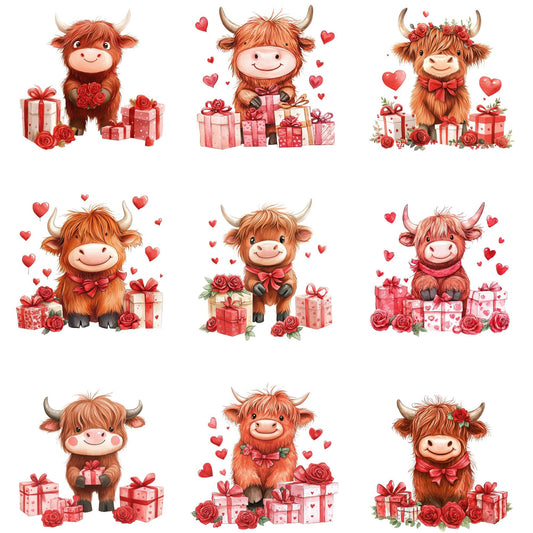 Valentines Highland Cow Clipart