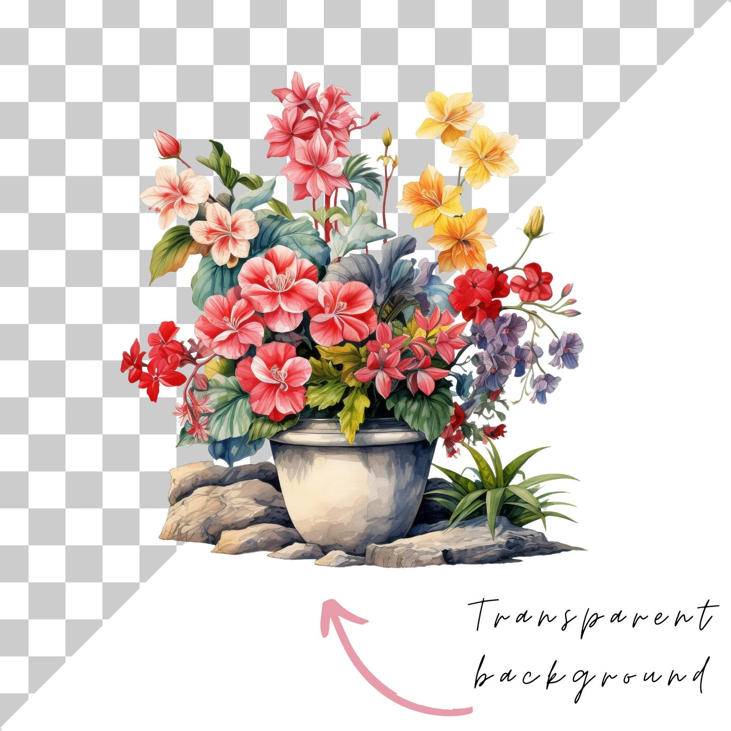 Watercolor Zen Garden Clipart