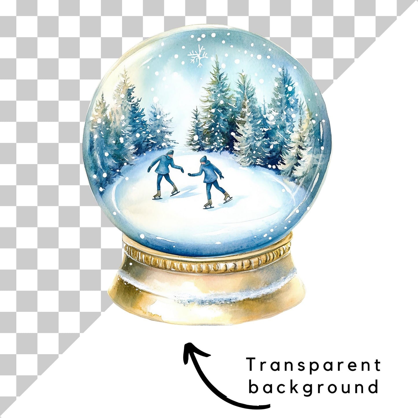 Watercolor Christmas Snowglobe Clipart