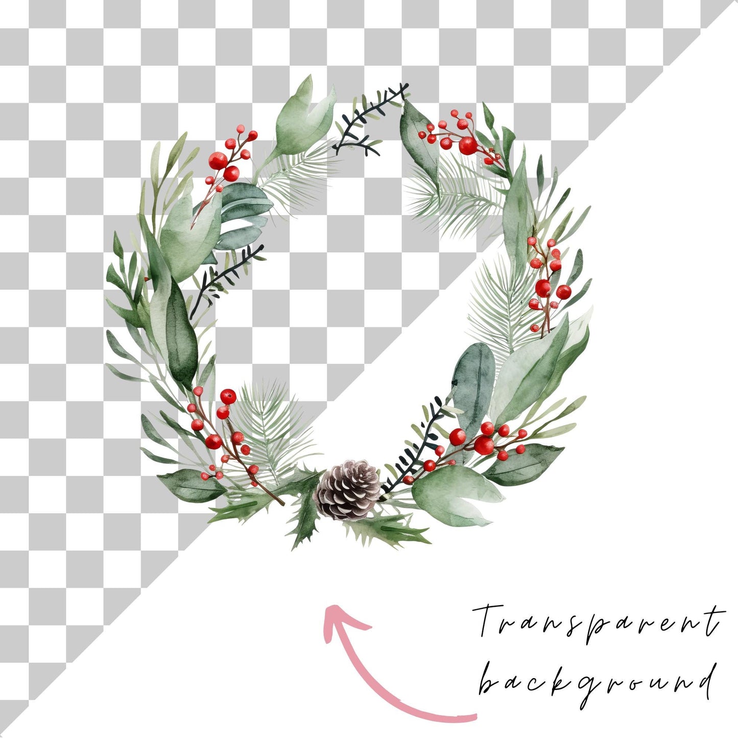Festive Wreath Clipart Single
