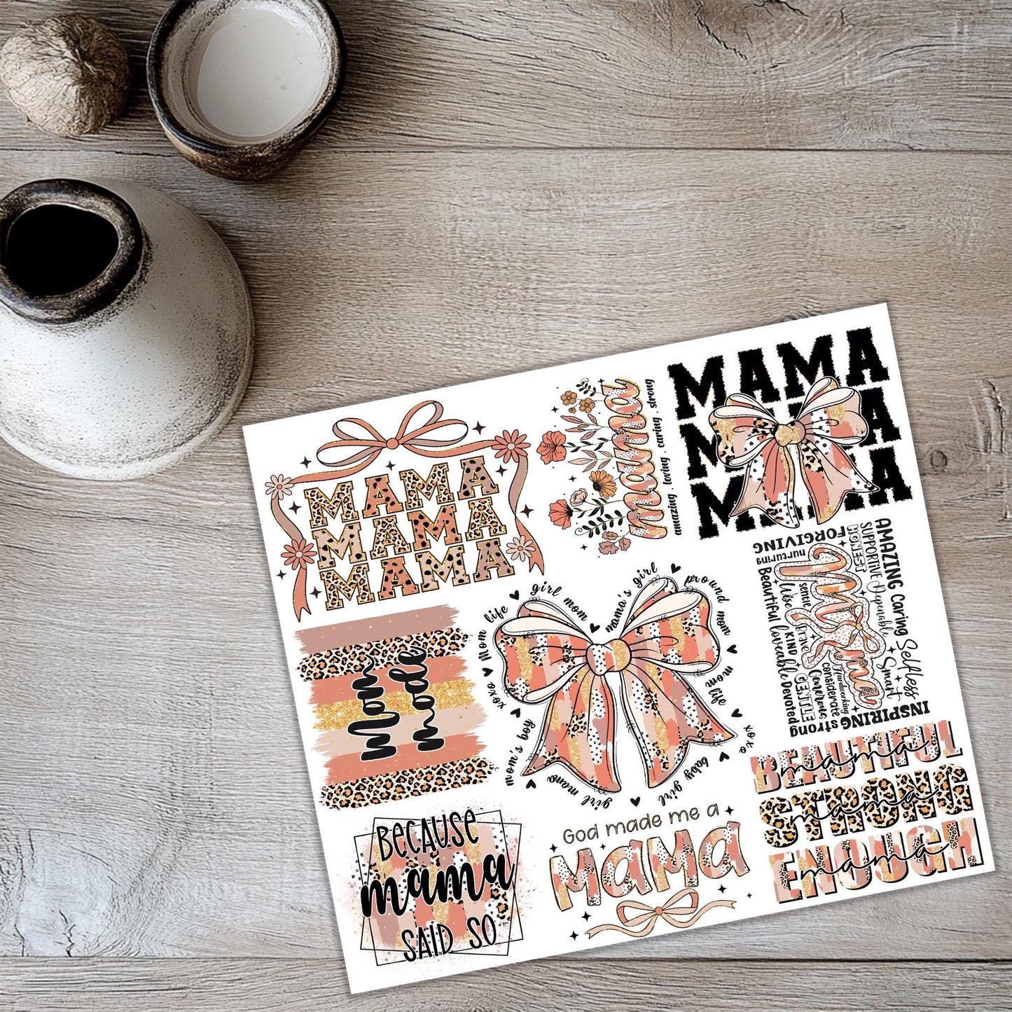 a sticker sheet with the words mama mama on it