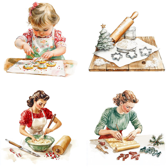 Watercolor Christmas Baking Clipart