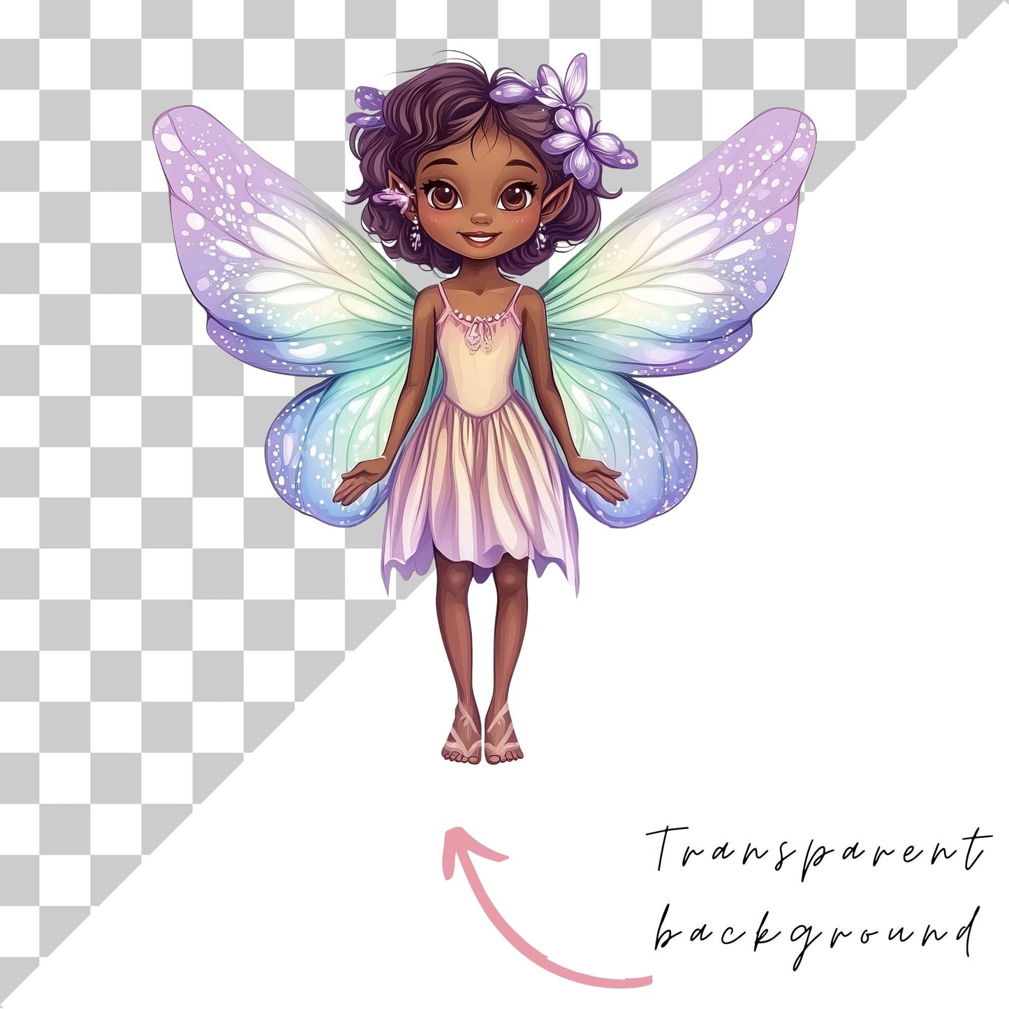 Cute Dark Skin Fairy Clipart