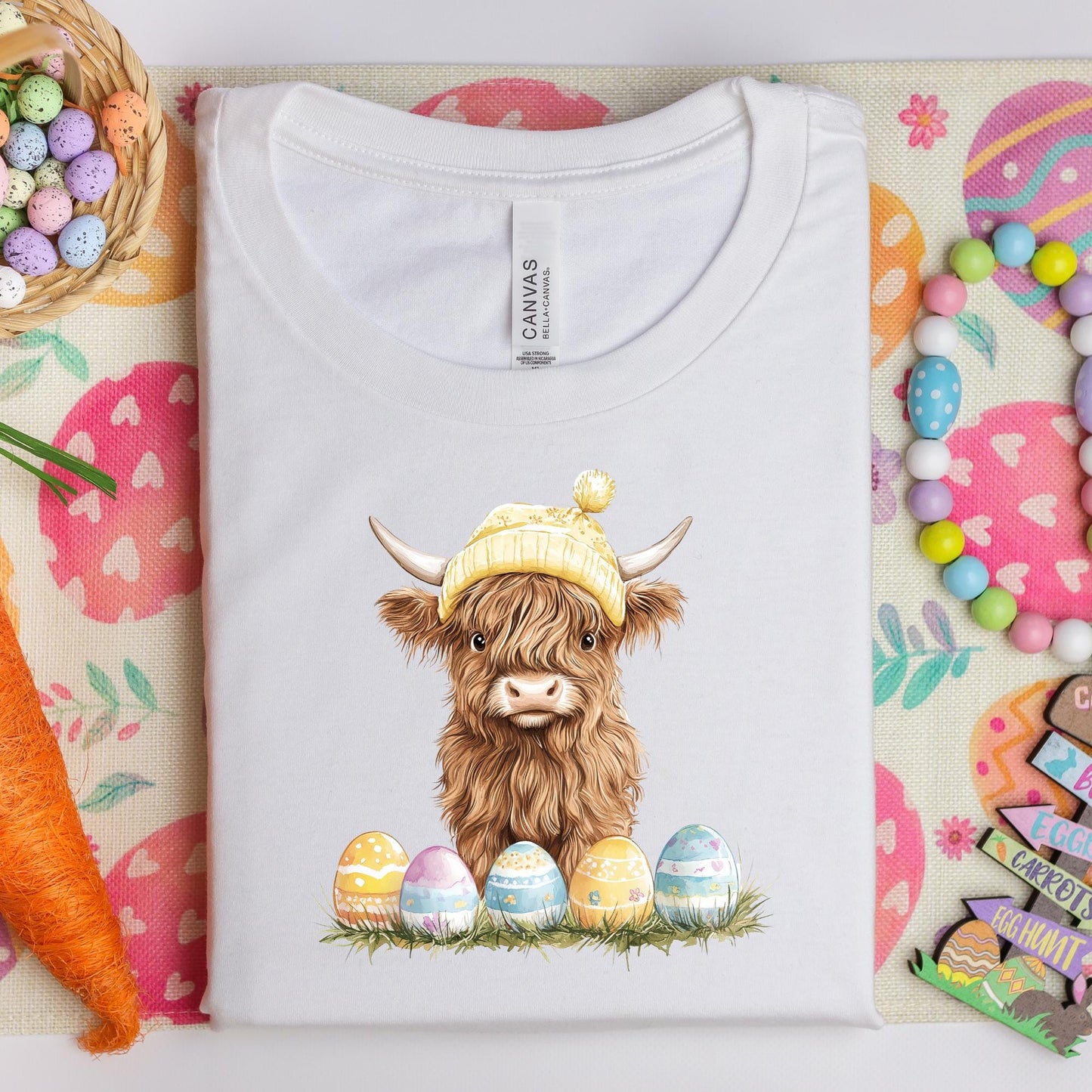 Easter Highland Cow Clipart