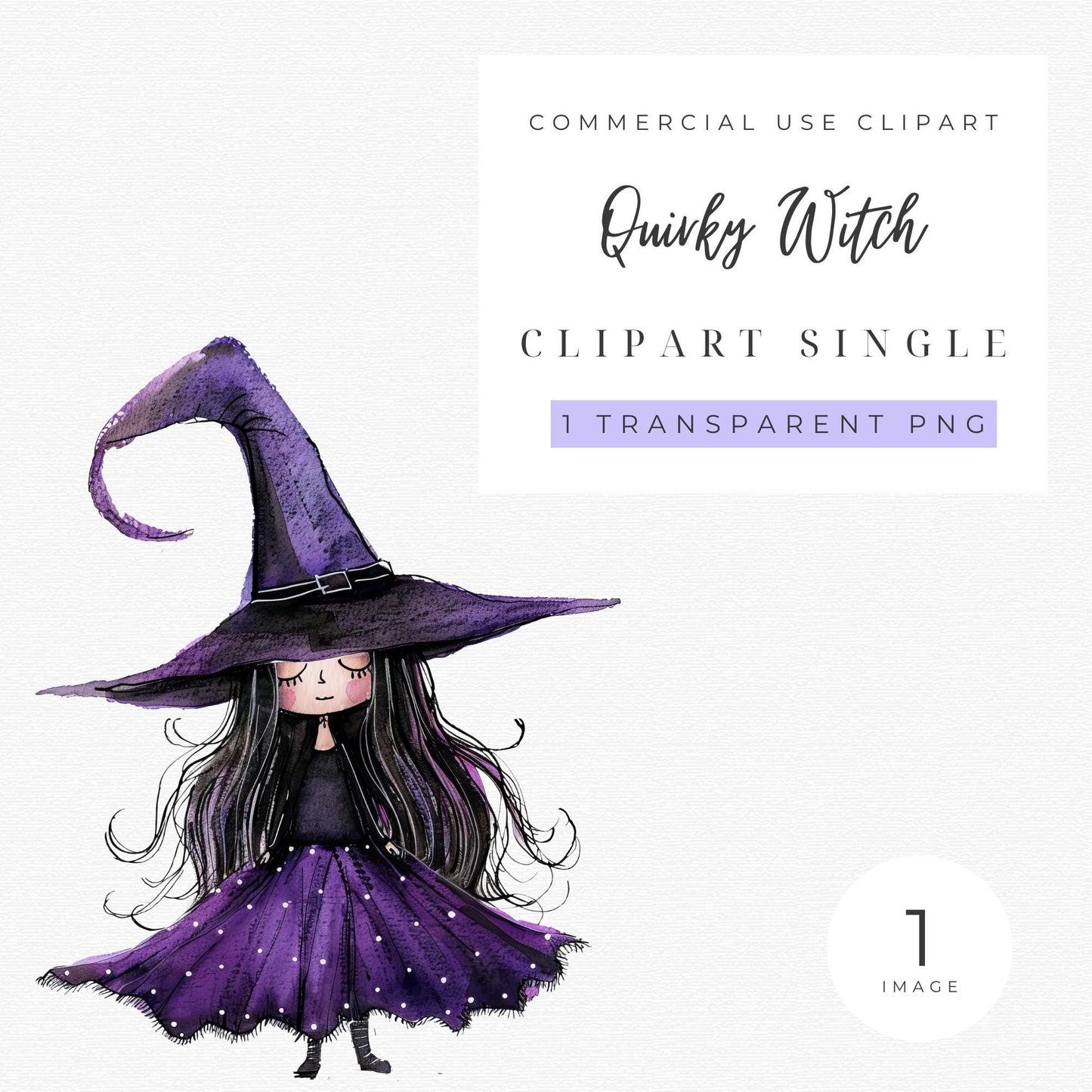 Watercolor Quirky Witch Clipart