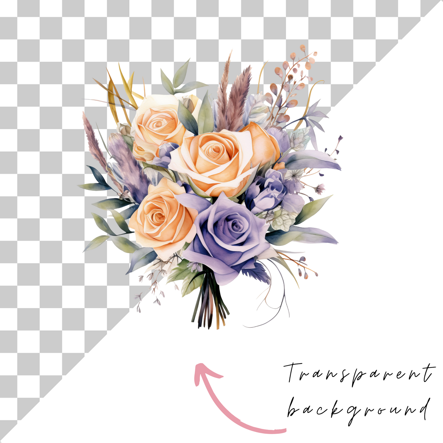 a bouquet of flowers on a checkered background