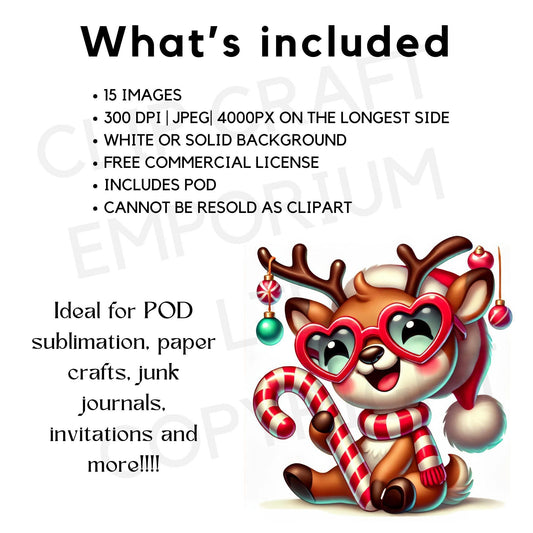 15 Quirky Reindeer Clipart