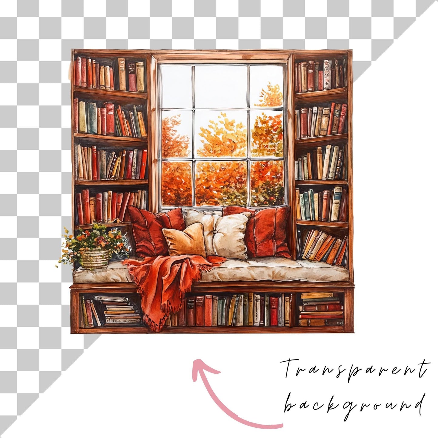 Watercolor Fall Bookish Clipart