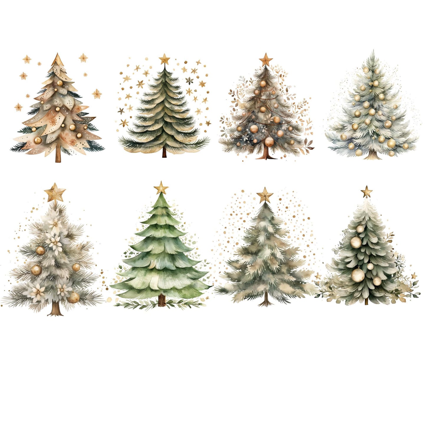 Watercolor Cosy Boho Christmas Clipart