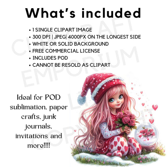 Pink Valentines Gnome Clipart
