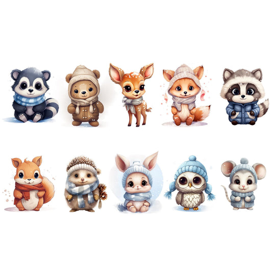 Winter Woodland animals Clipart