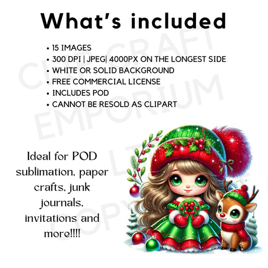 15 Christmas Gnome Girl Clipart