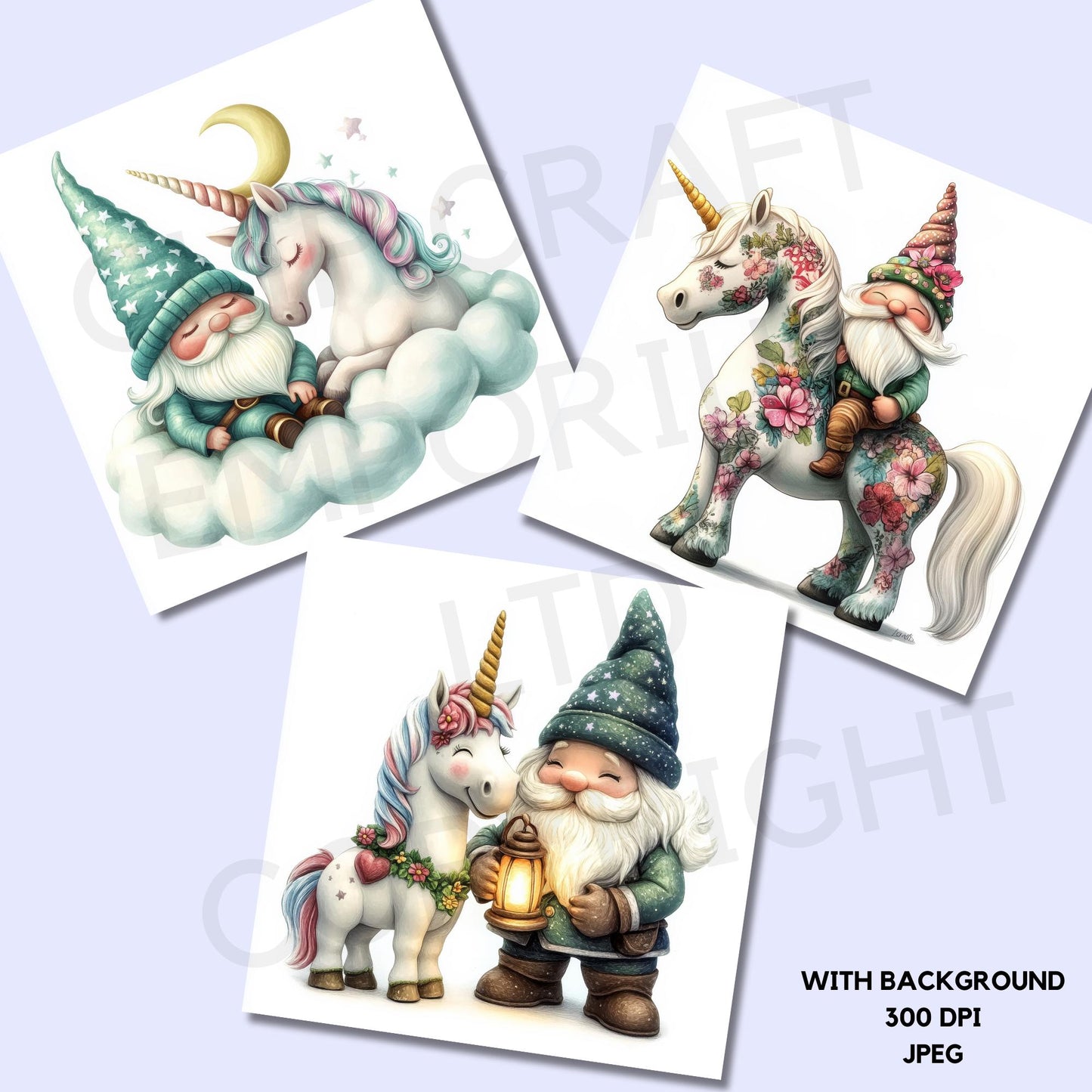 three pictures of a unicorn and a unicorn with a lantern