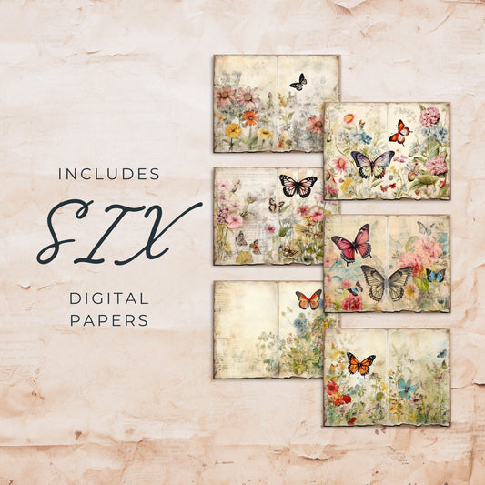 Wildflower Butterfly Junk Journal Pages Vol 2