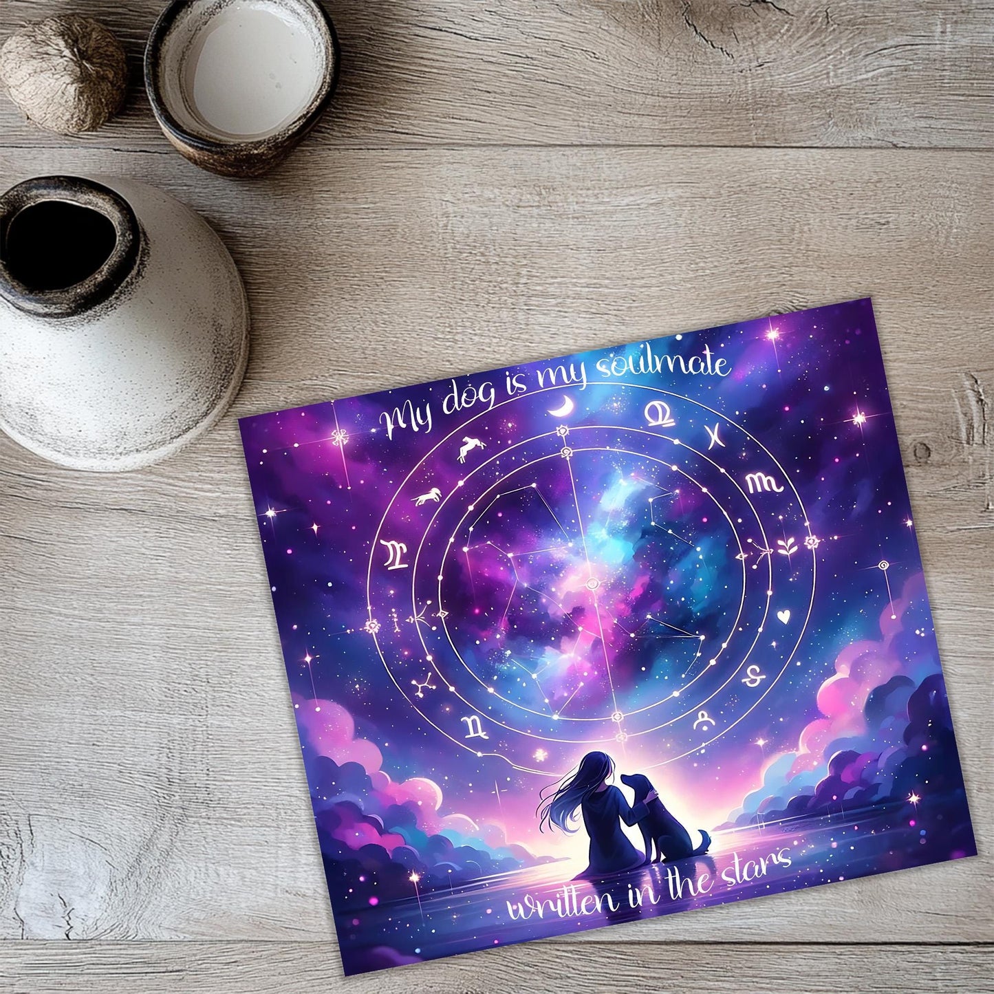 a picture of a couple kissing in front of a zodiac sign