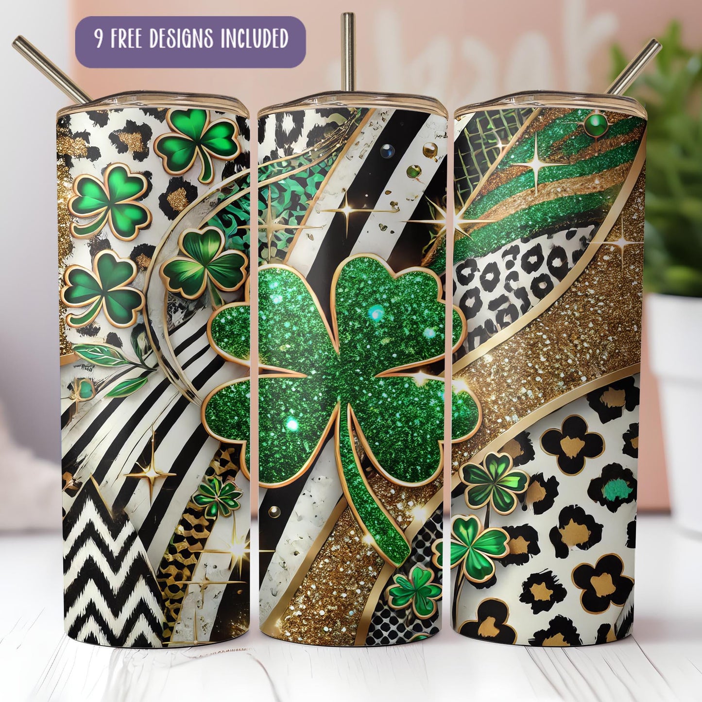 a set of three st patrick's day themed tumbles