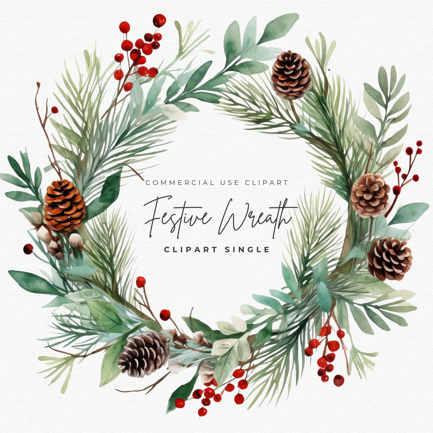 Festive Wreath Clipart Single