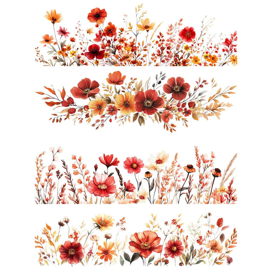 Clipart de flores silvestres de otoño en acuarela