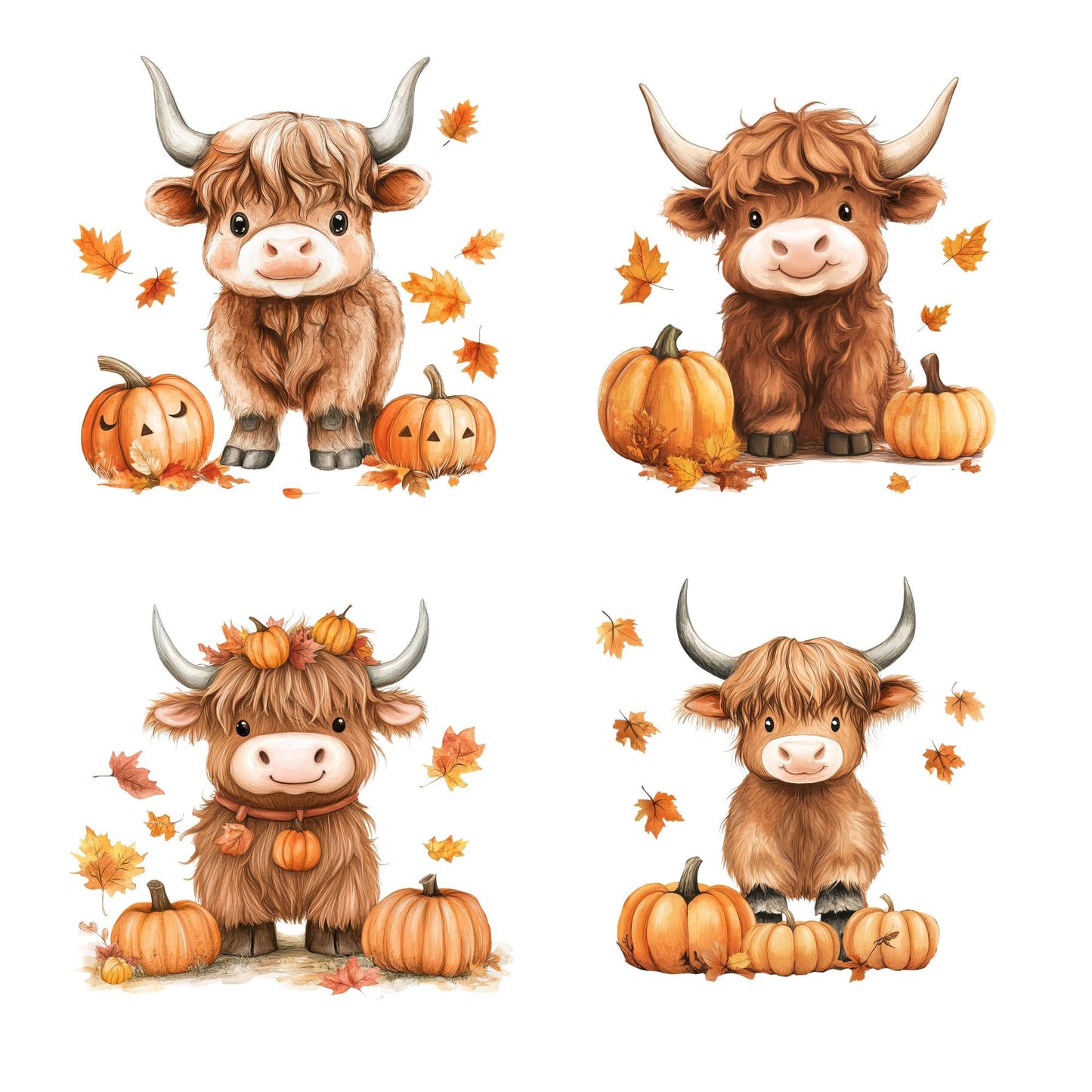 Fall Highland Cow Clipart